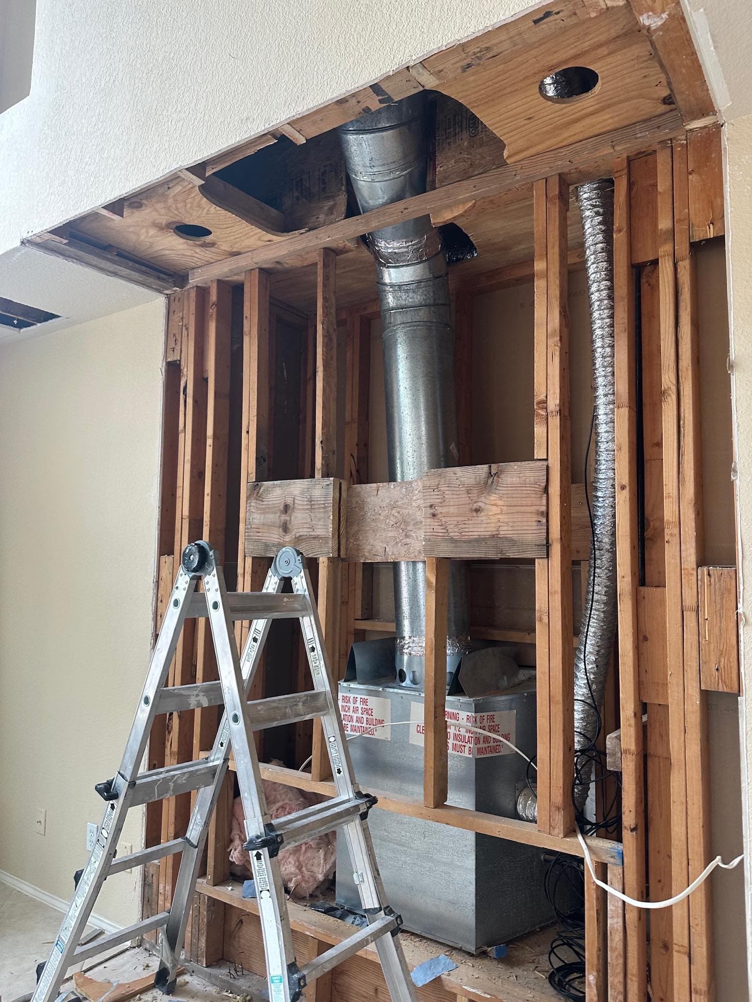 LAZO Construction drywall and framing rough-in with ductwork